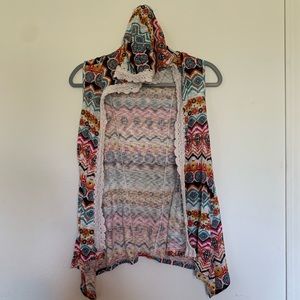 Eyeshadow Hooded Duster Long Vest Size Sm